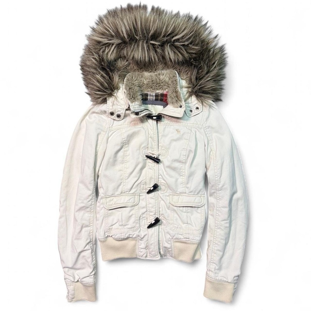 Abercrombie & Fitch plaid lined furhood jacket